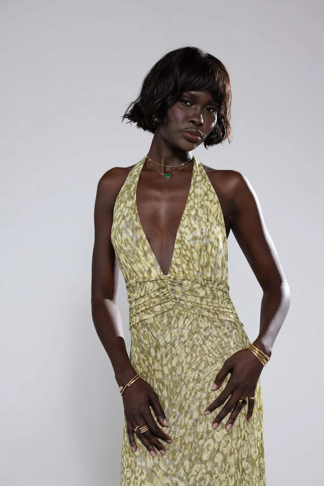 Deep V-Neck Cut-Out Maxi Dress