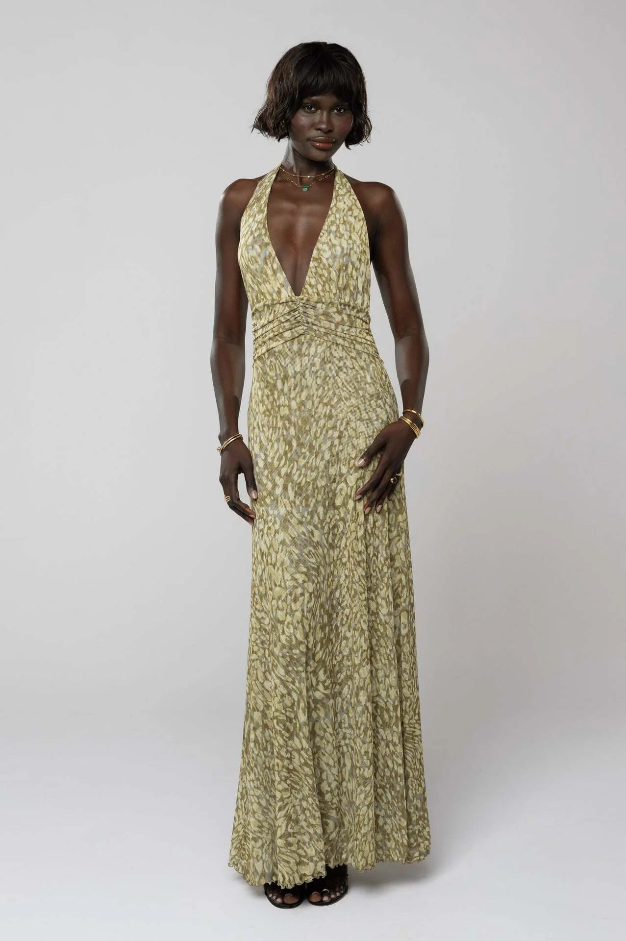 Deep V-Neck Cut-Out Maxi Dress