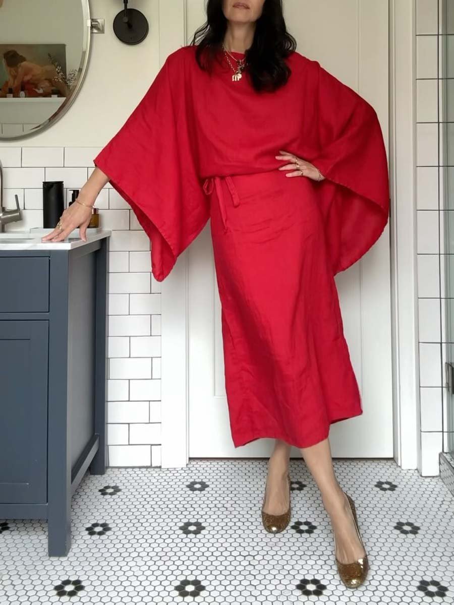 Kimono Style Linen Maxi Dress