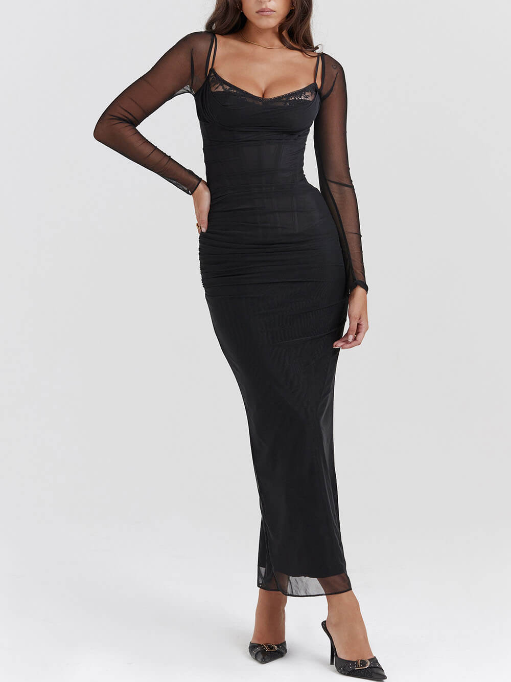 Backless Suspender Maxi Dress