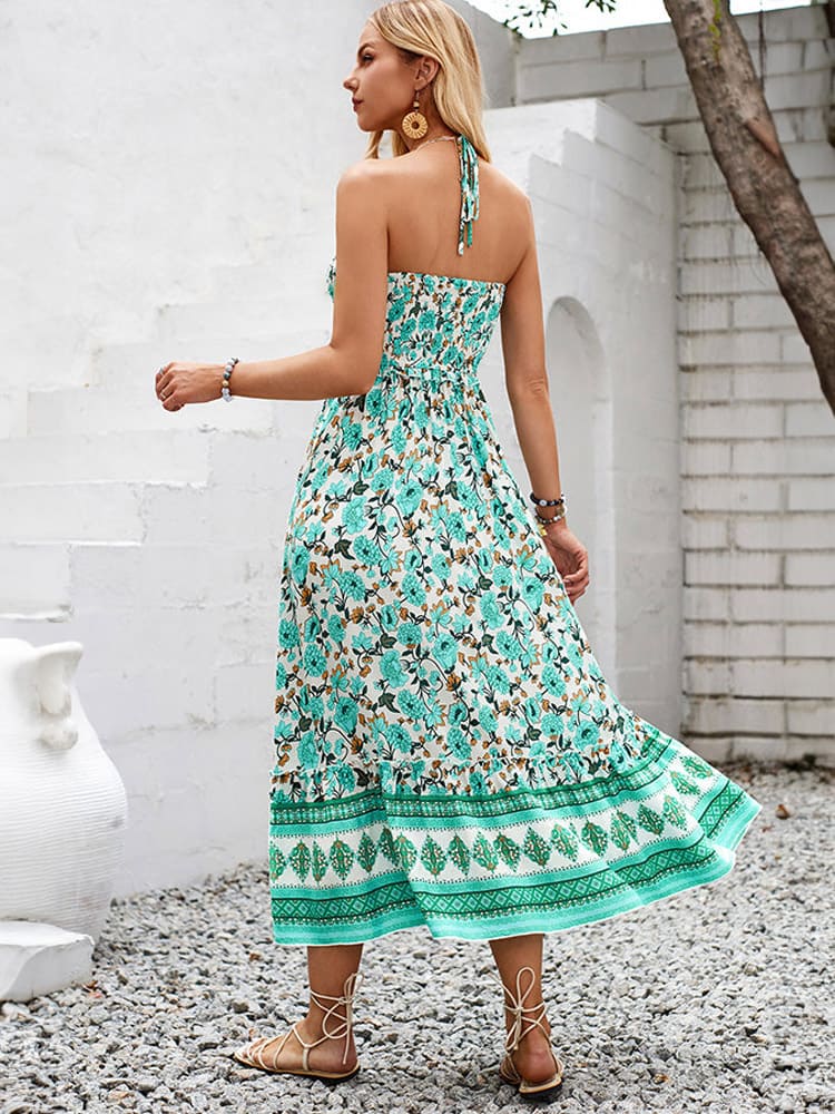 Smocked Halter Maxi Dress