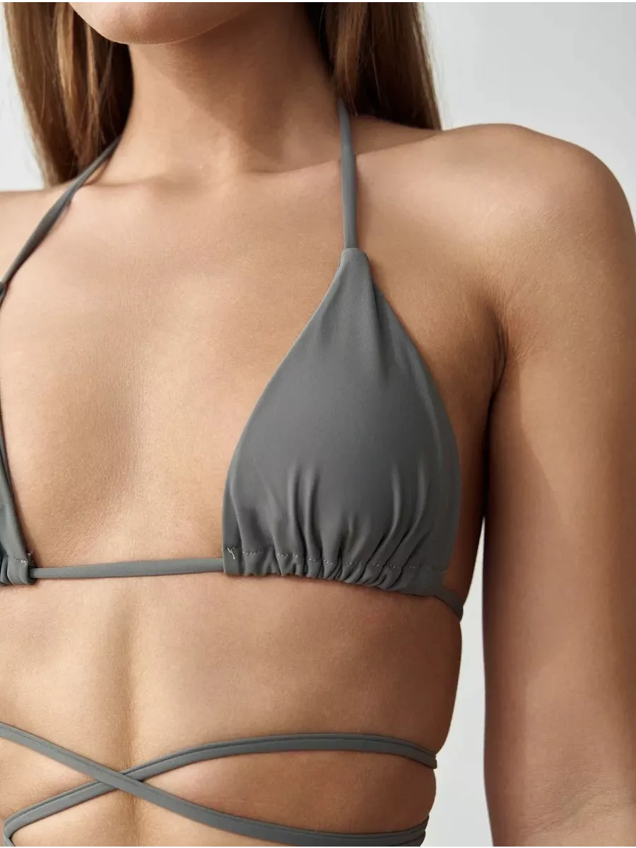 Lace-Up Triangle Wrap Bikini Set — women's bikini, view 8 by Emyri