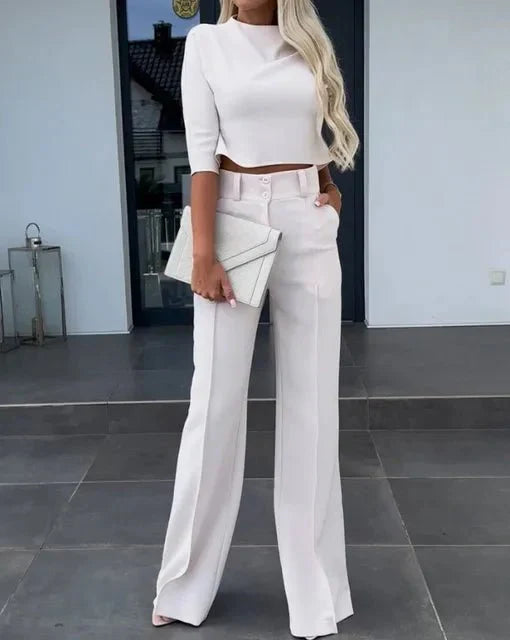 The Kayla Set — Cropped Top & Wide-Leg Trousers