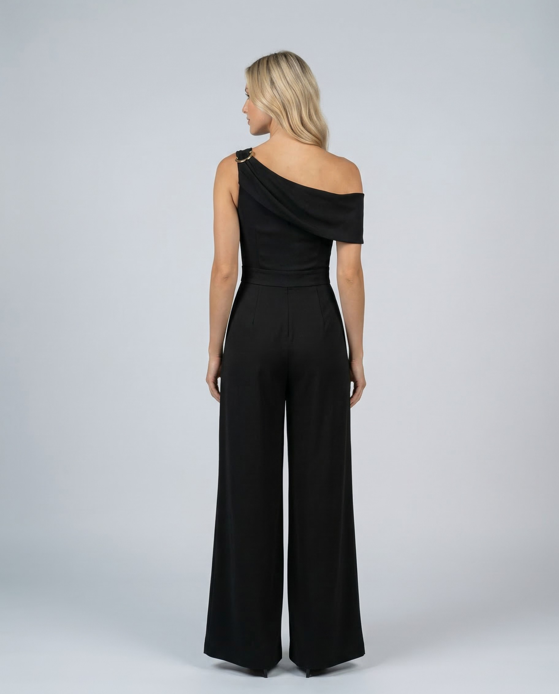 One-Shoulder Buckle Wide-Leg Jumpsuit — women's jumpsuit, view 3 by Emyri