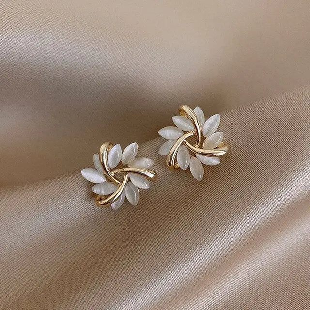 Opal Petal Flower Stud Earrings — women's stud earrings by Emyri