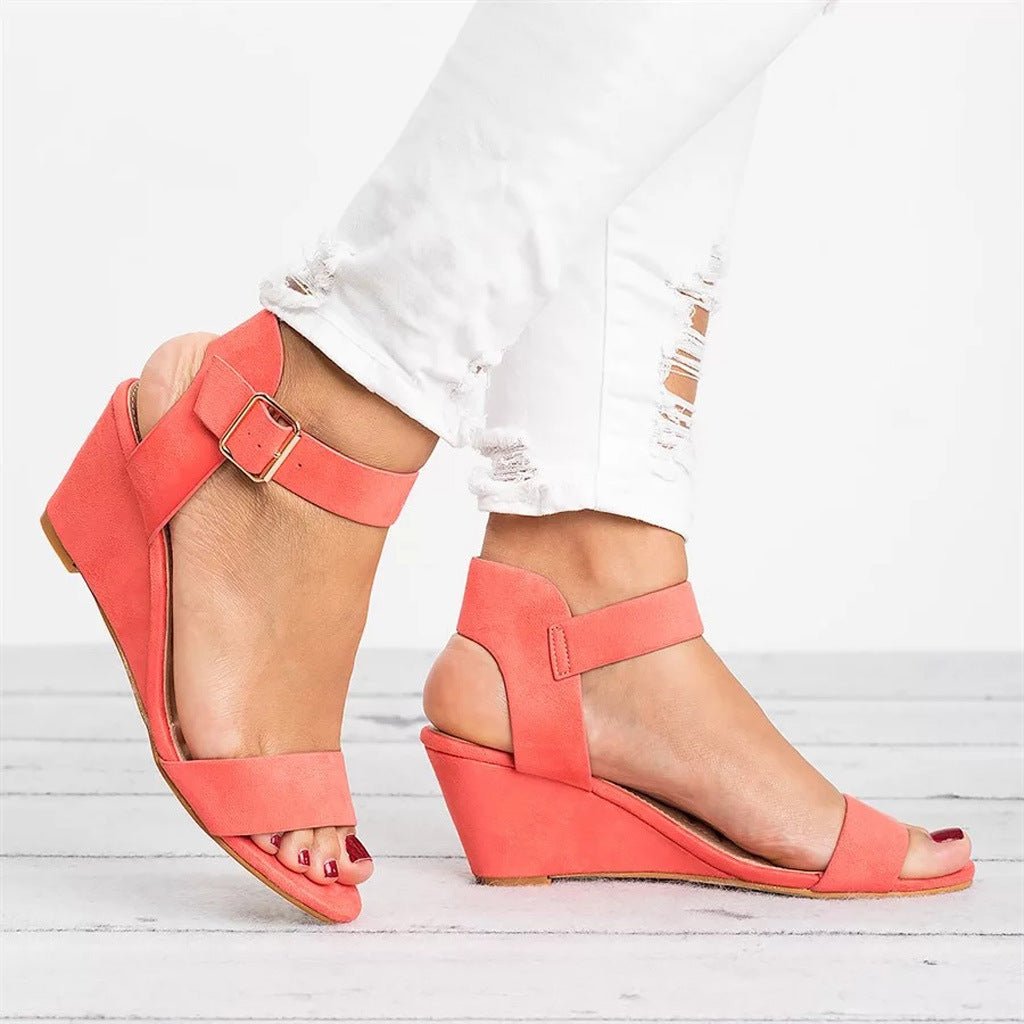 Open-Toe Wedge Ankle Strap Sandals — women's wedge sandals, view 3 by Emyri
