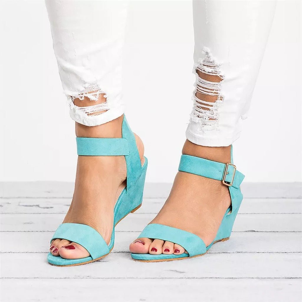 Open-Toe Wedge Ankle Strap Sandals — women's wedge sandals, view 4 by Emyri