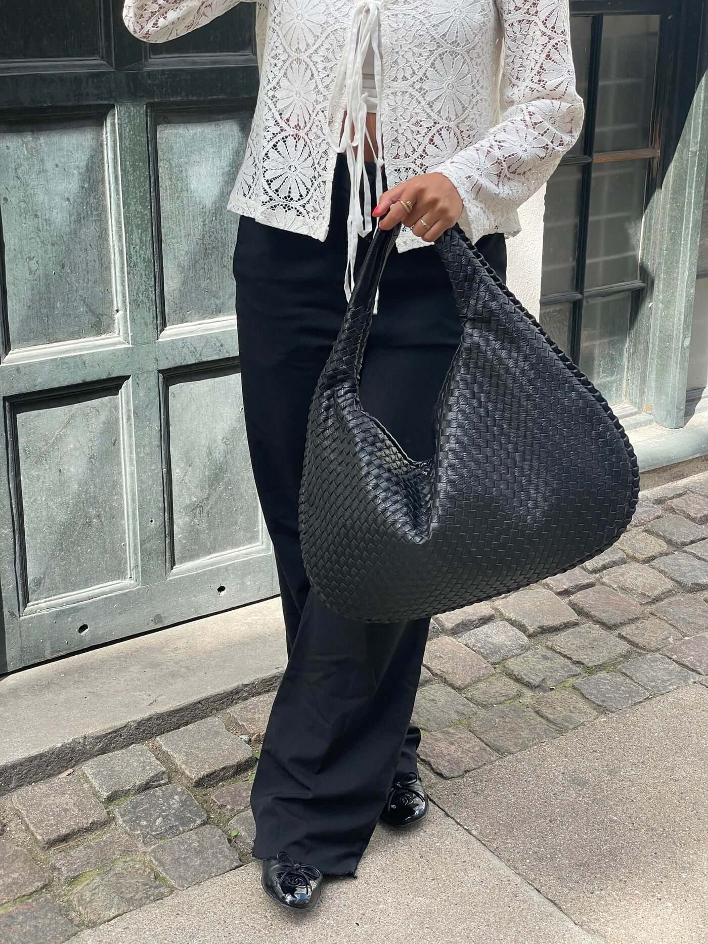 Oversized Woven Tote Bag — women's tote bag, view 11 by Emyri