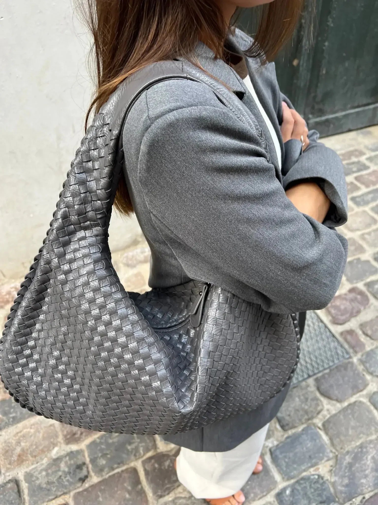 Oversized Woven Tote Bag — women's tote bag, view 30 by Emyri