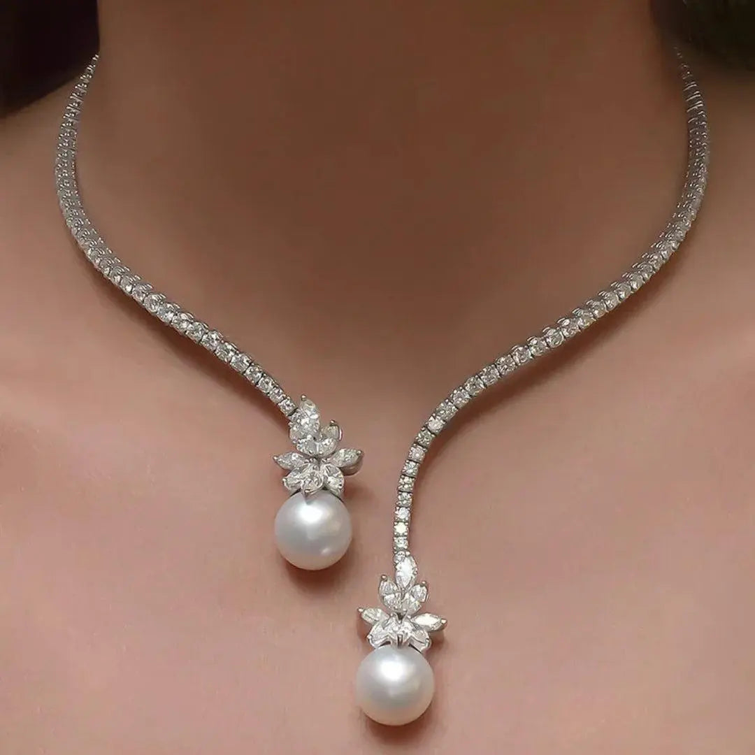 Pearl Drop Tennis Chain Necklace — women's necklace by Emyri