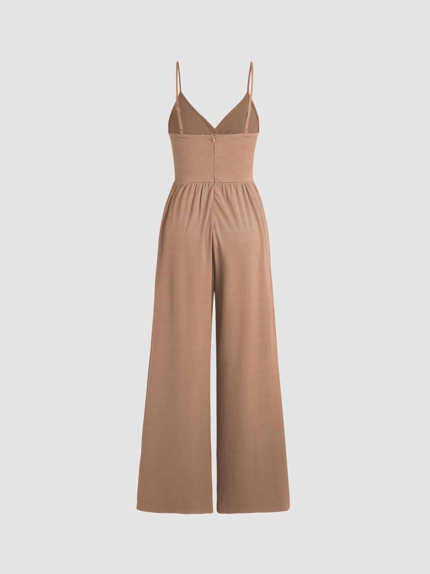 Ribbed V-Neck Wide-Leg Jumpsuit — women's jumpsuit, view 9 by Emyri