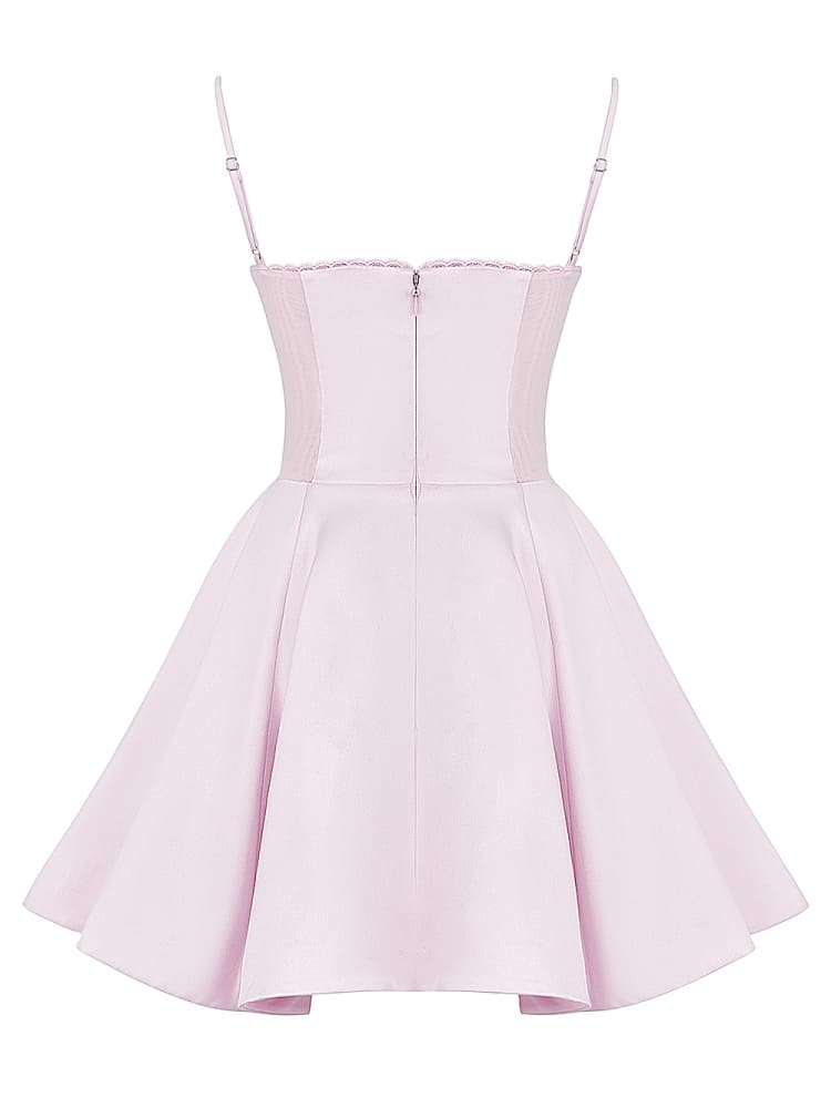 Tulle Bodice Pink Mini Dress