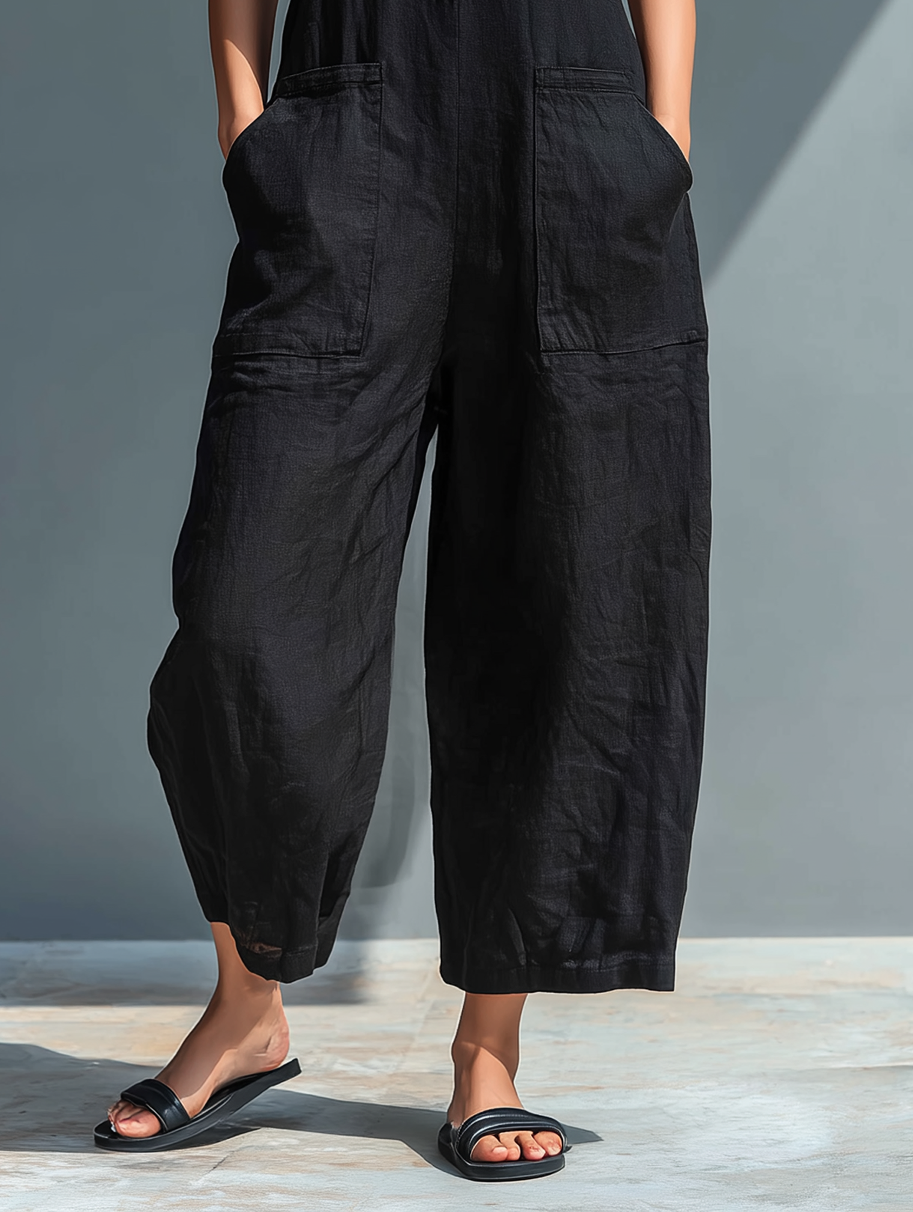 Sleeveless Linen Jumpsuit — women's jumpsuit, view 6 by Emyri