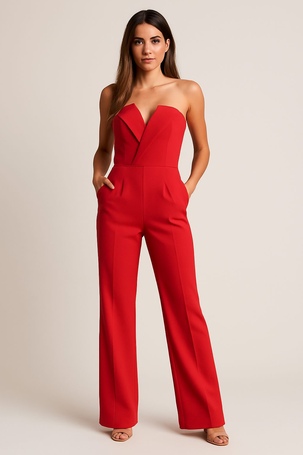 Strapless Wide-Leg Jumpsuit — women's jumpsuit, view 3 by Emyri