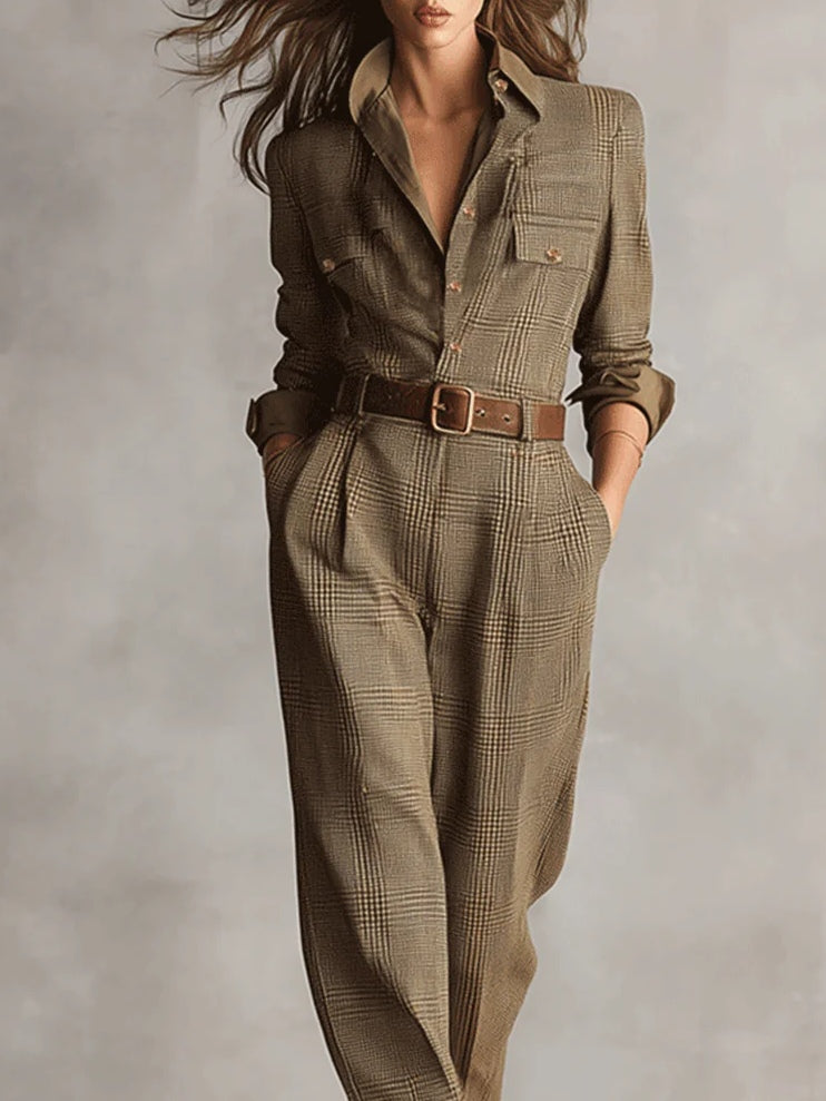 Tailored Plaid Jumpsuit — women's jumpsuit, view 3 by Emyri