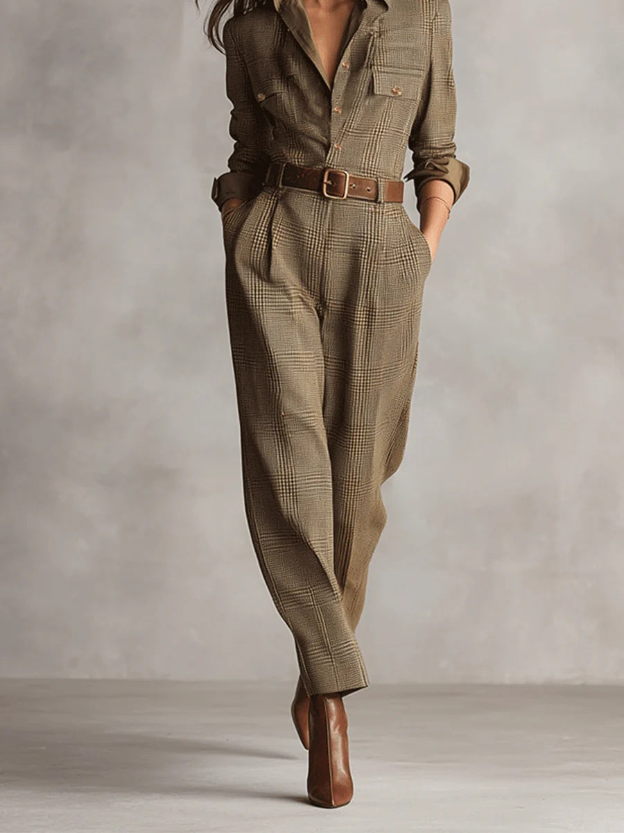Tailored Plaid Jumpsuit — women's jumpsuit, view 4 by Emyri