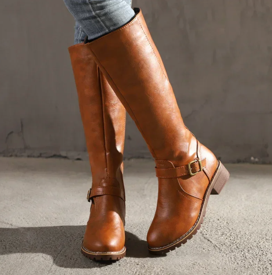 The Margaux — Faux Leather Knee-High Riding Boots