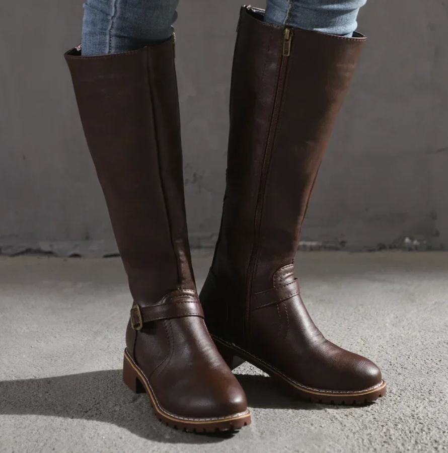 The Margaux — Faux Leather Knee-High Riding Boots