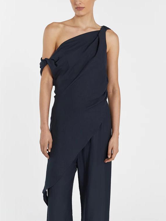 Twist Detail Linen Pants Set — women's two-piece set, view 4 by Emyri