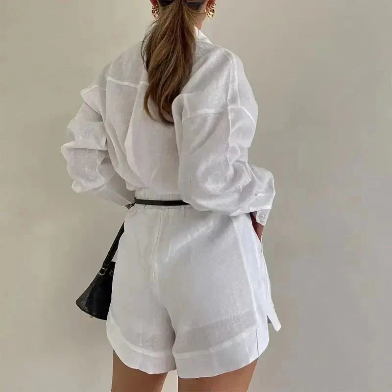 Two-Piece Linen Shorts Set — women's two-piece set, view 5 by Emyri