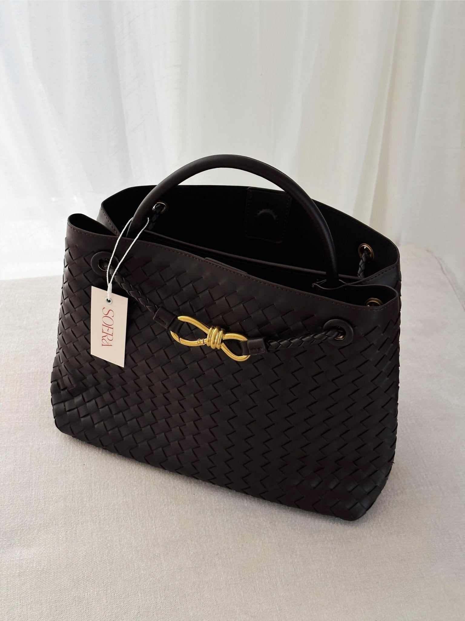 Two-Size Woven Tote Bag — women's tote bag, view 11 by Emyri