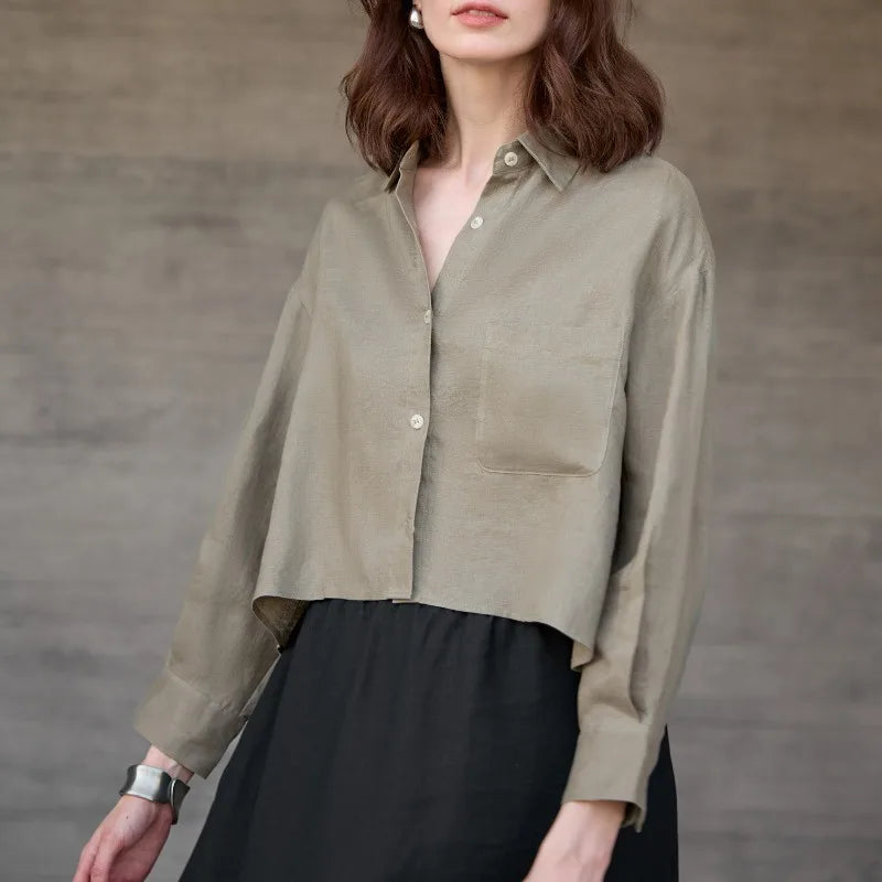 Cropped Oversized Button-Down Shirt