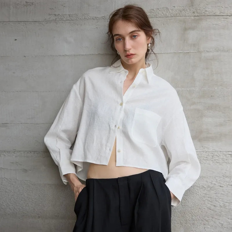 Cropped Oversized Button-Down Shirt