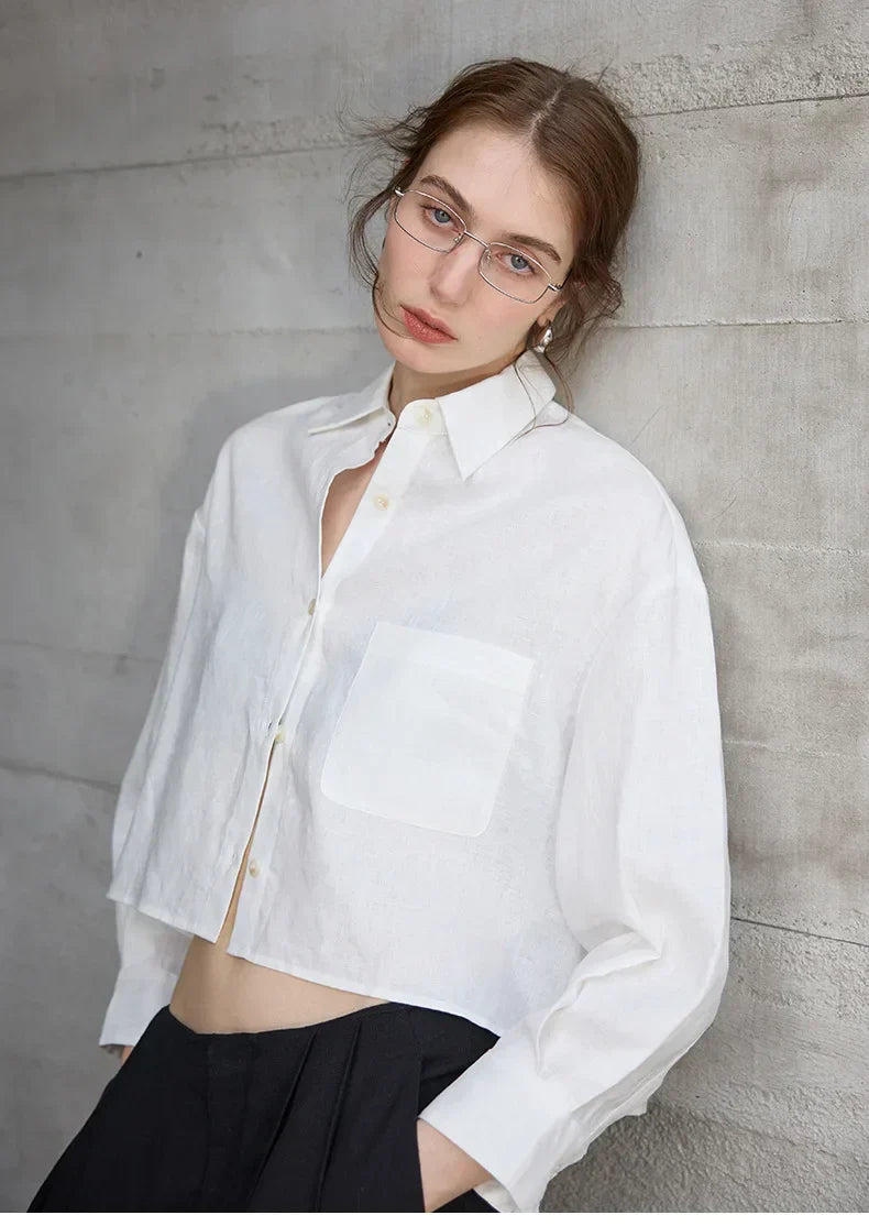 Cropped Oversized Button-Down Shirt