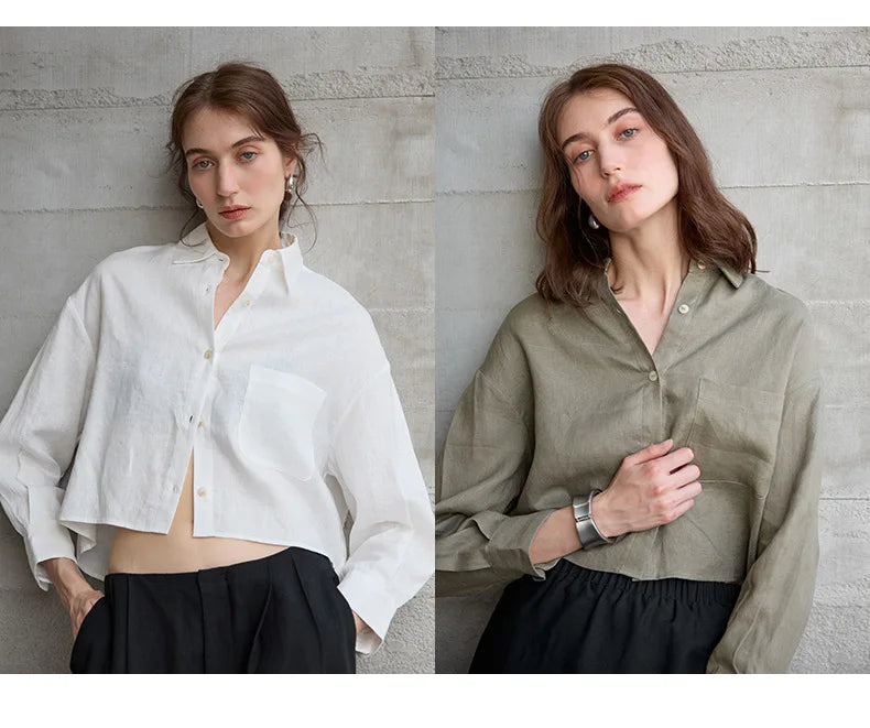 Cropped Oversized Button-Down Shirt