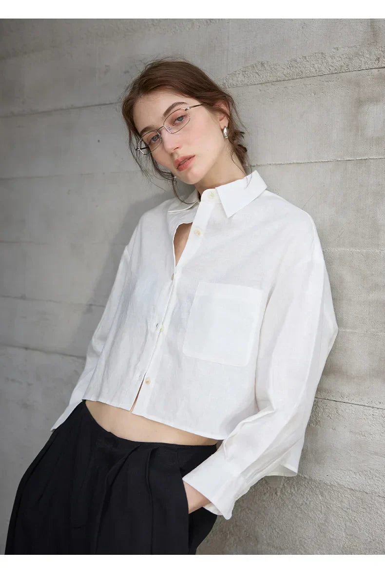 Cropped Oversized Button-Down Shirt