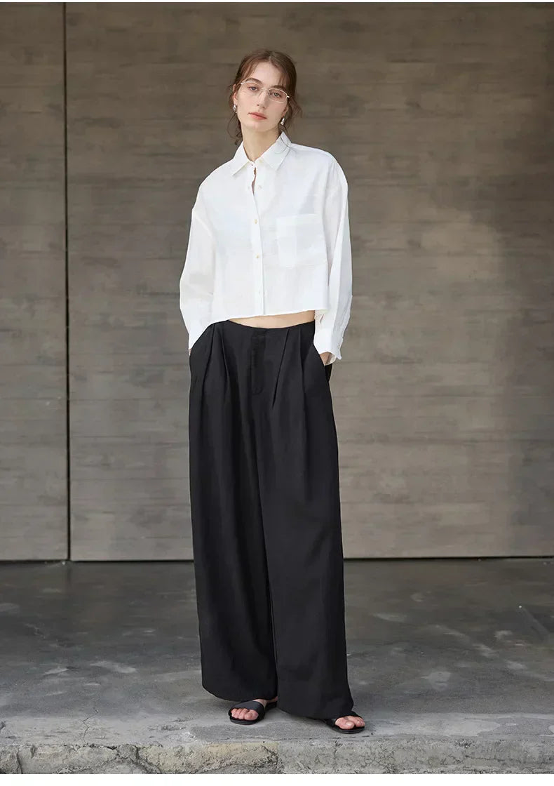 Cropped Oversized Button-Down Shirt