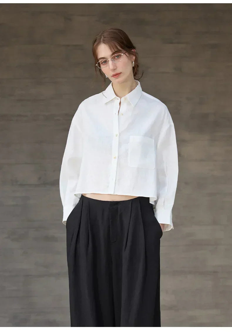 Cropped Oversized Button-Down Shirt