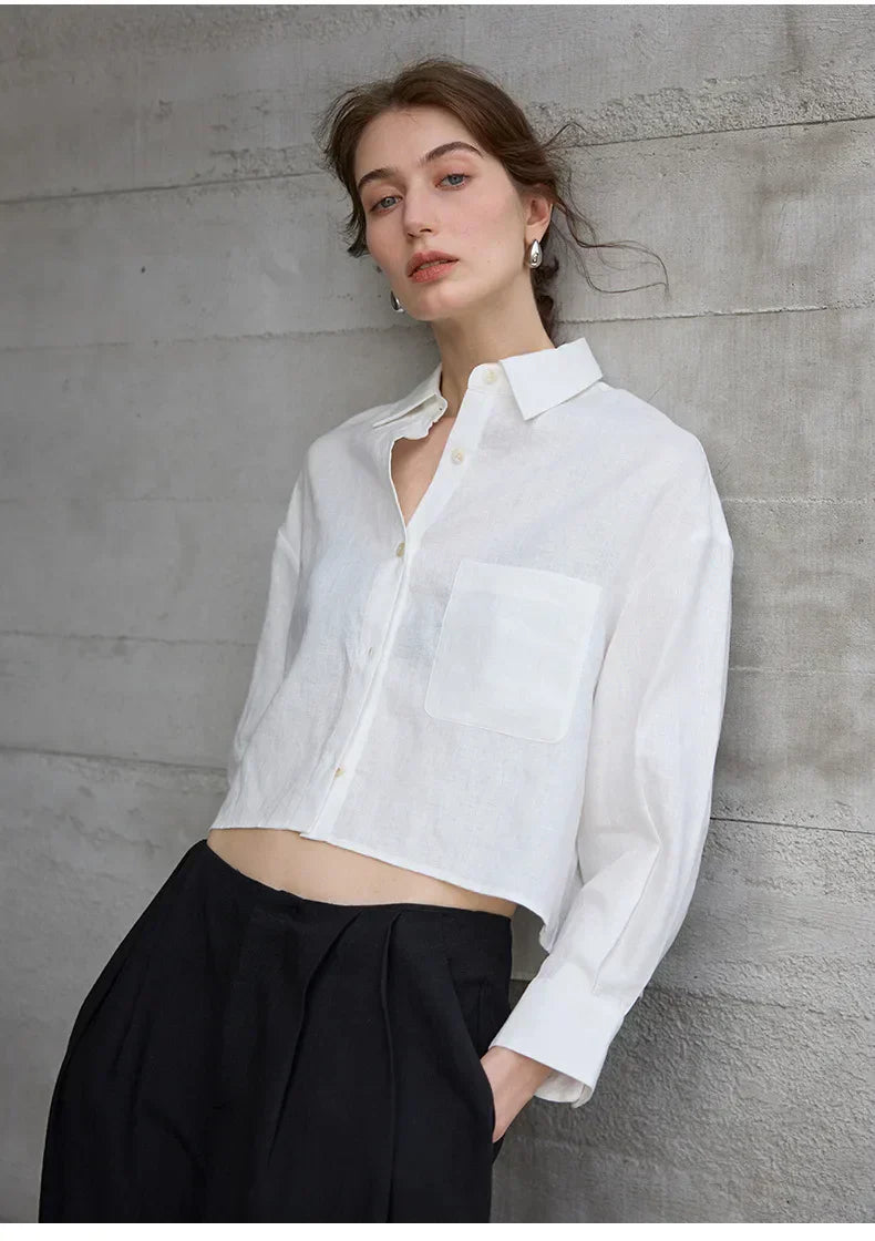 Cropped Oversized Button-Down Shirt