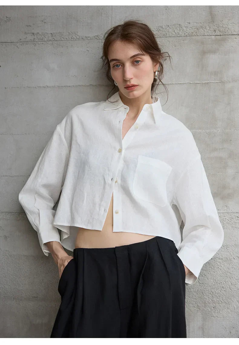 Cropped Oversized Button-Down Shirt