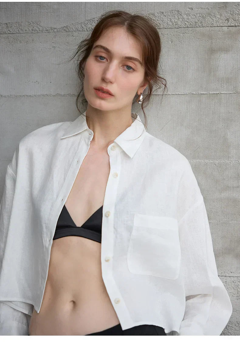 Cropped Oversized Button-Down Shirt