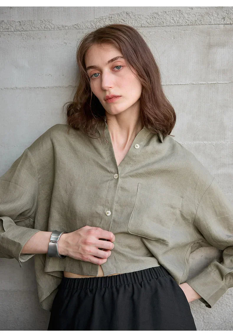 Cropped Oversized Button-Down Shirt