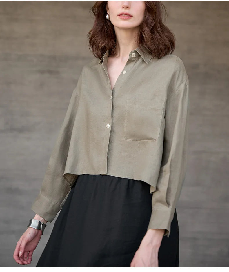 Cropped Oversized Button-Down Shirt
