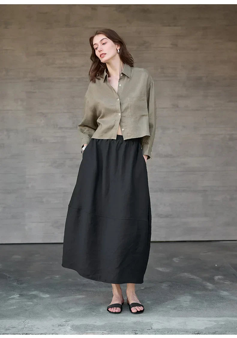 Cropped Oversized Button-Down Shirt