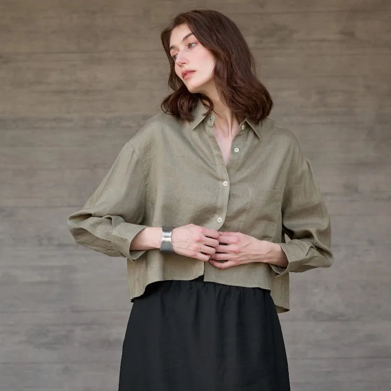 Cropped Oversized Button-Down Shirt