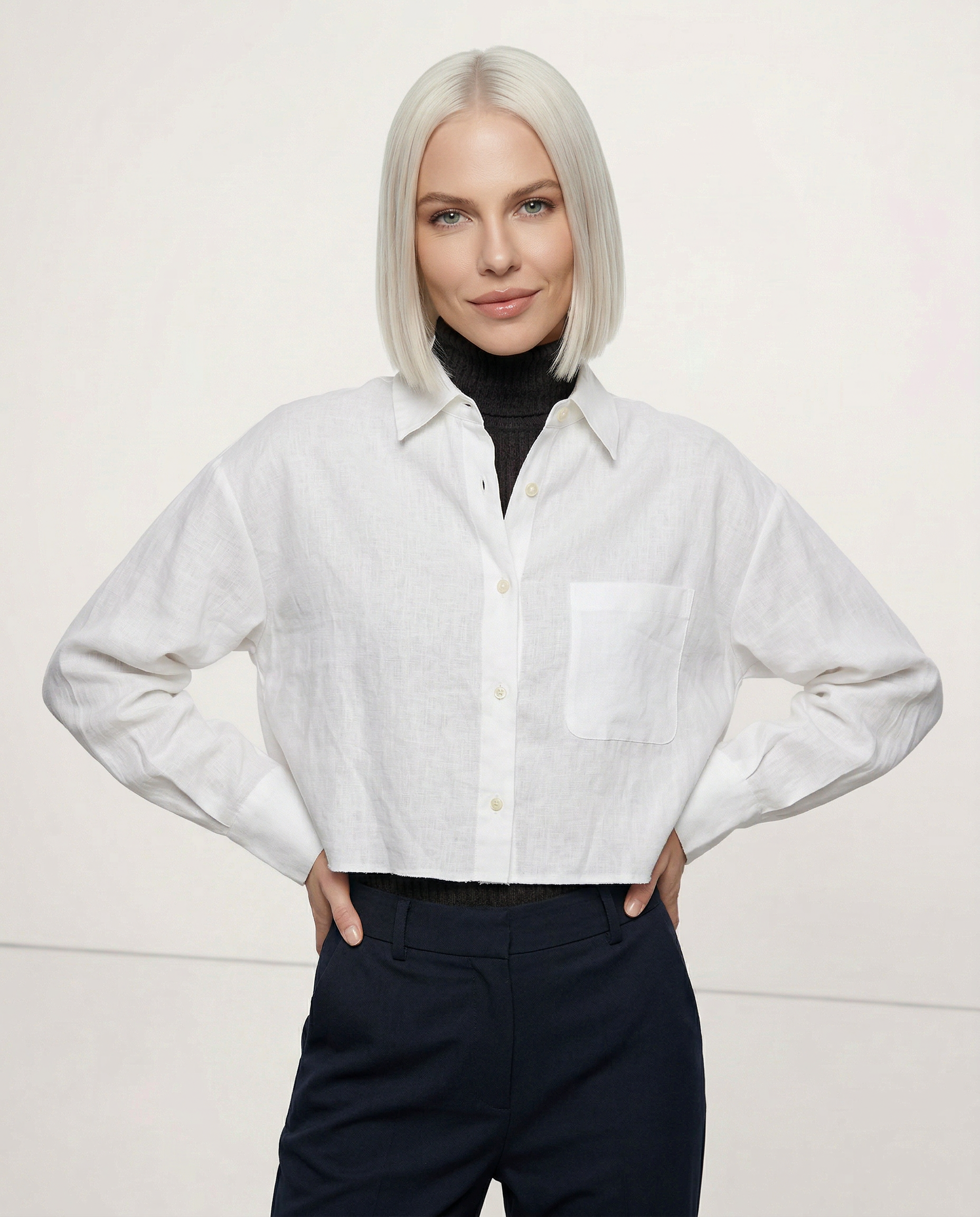 Cropped Oversized Button-Down Shirt