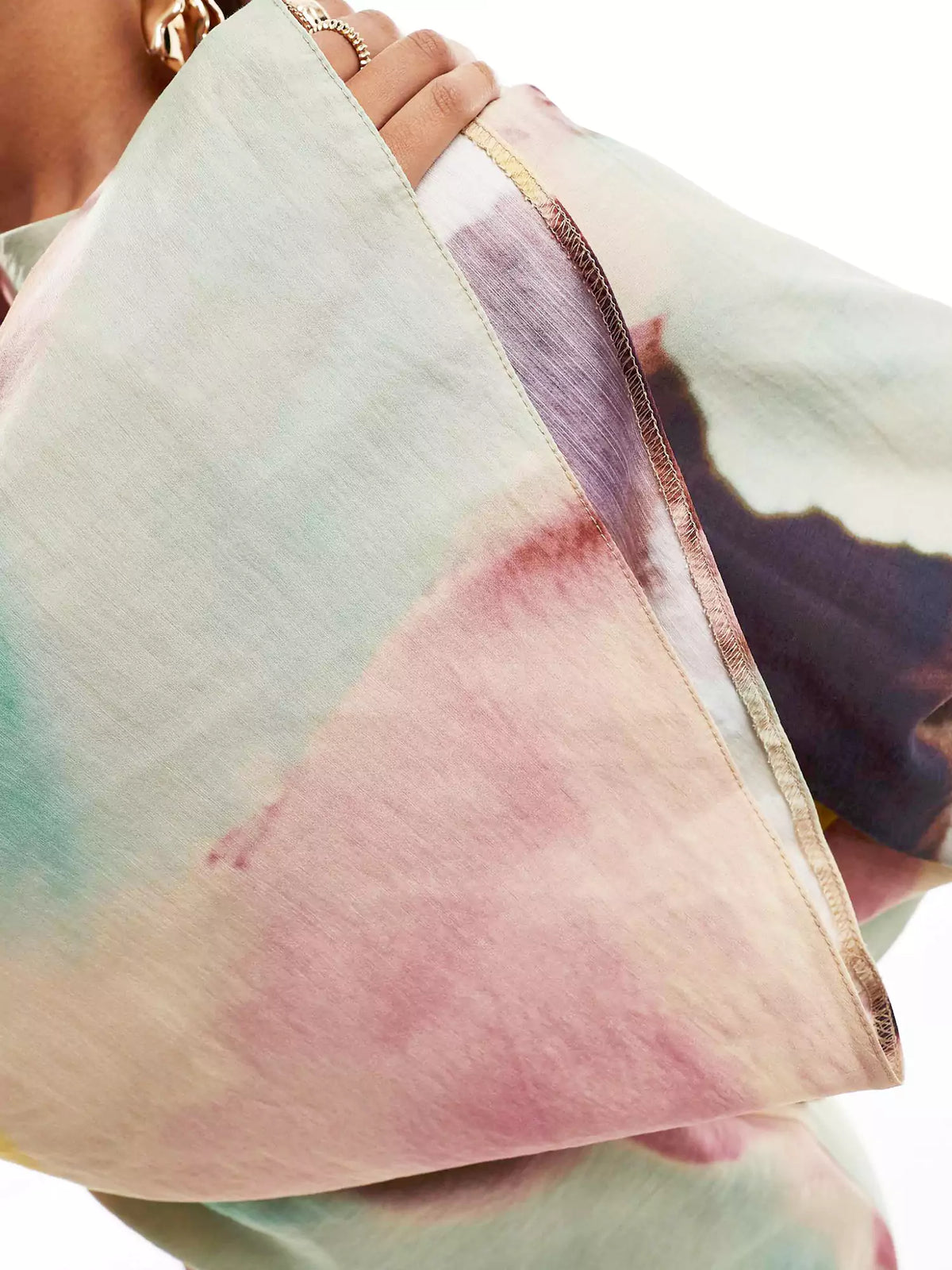 Watercolor Print Twist-Front Maxi Dress — women's maxi dress, view 4 by Emyri