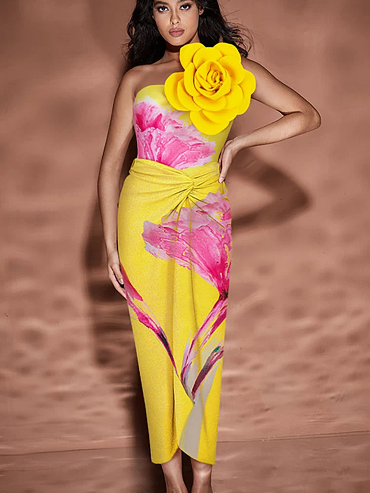 Women's 3d flower detail swimsuit set