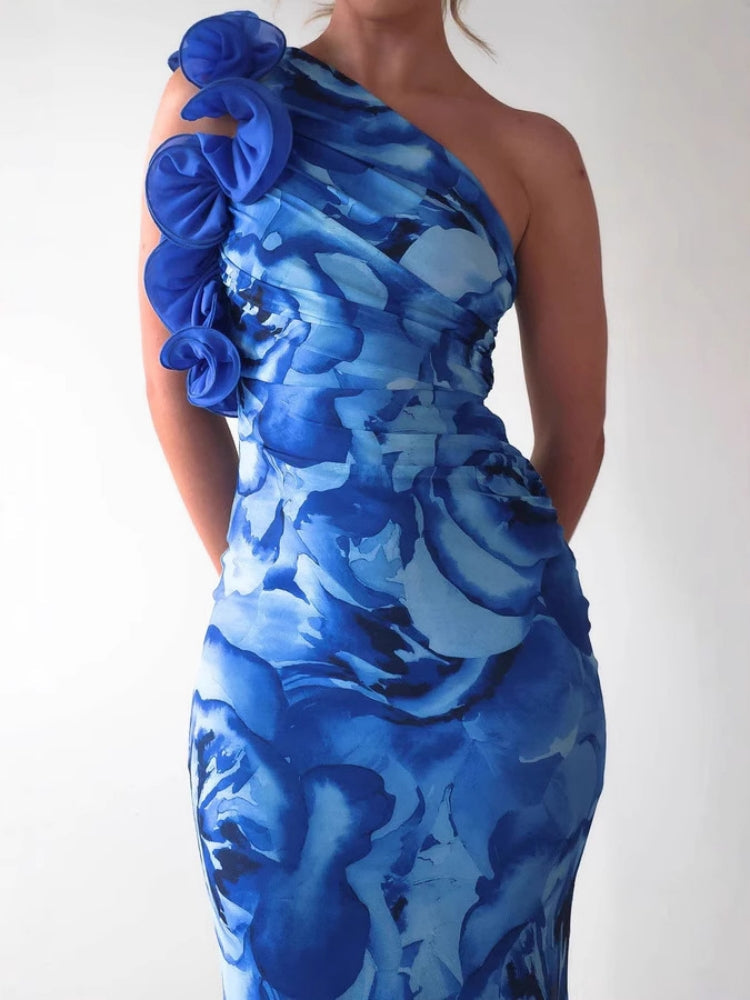 Women's 3D flower slim sleeveless maxi dress — alternate angle