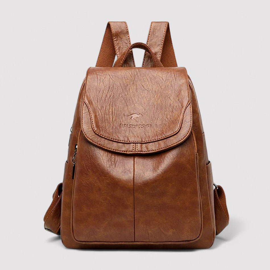 Women's anti-theft leather backpack