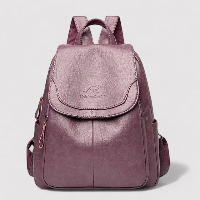 Women's anti-theft leather backpack