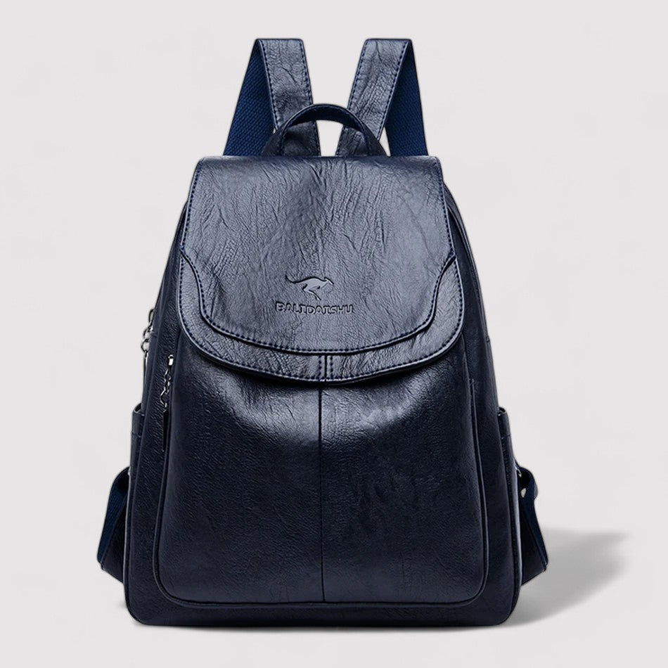 Women's anti-theft leather backpack