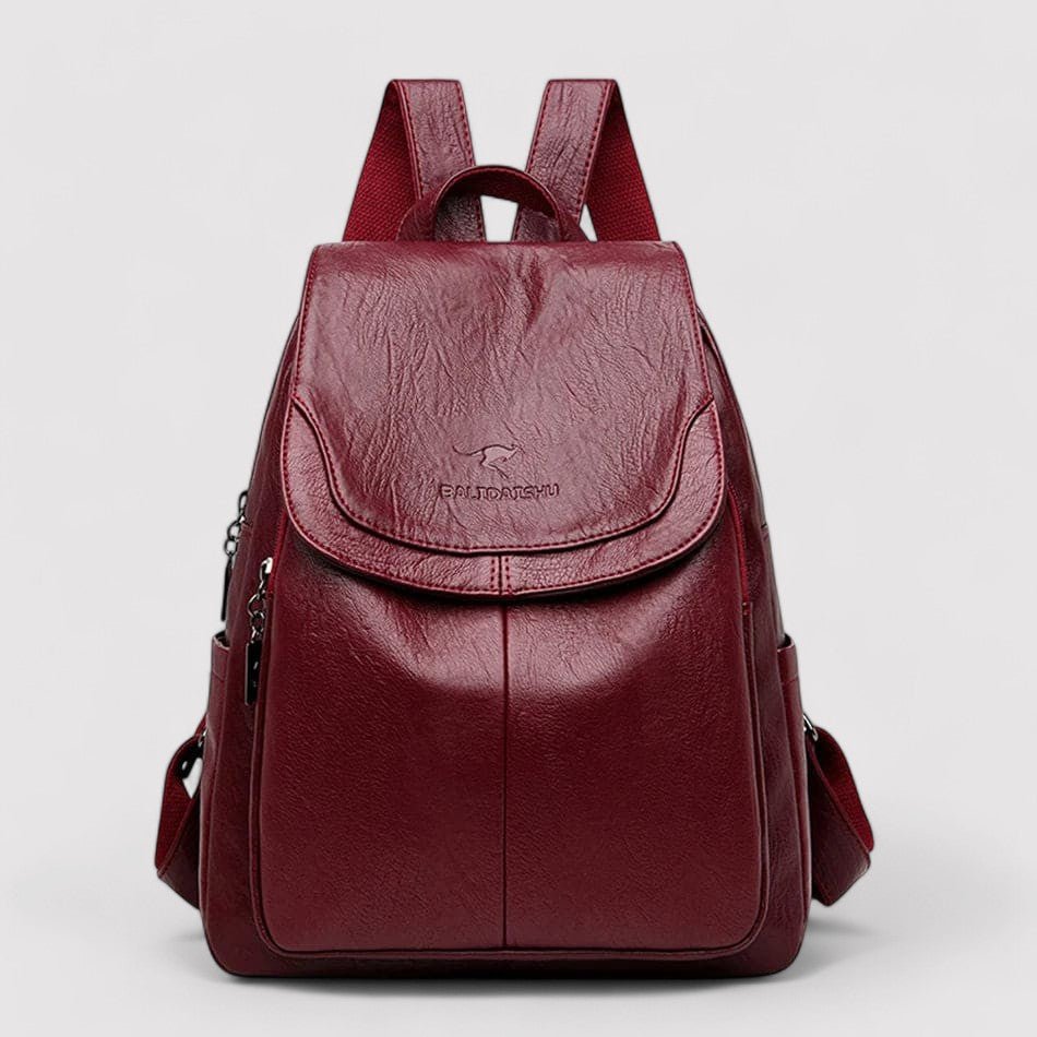 Women's anti-theft leather backpack