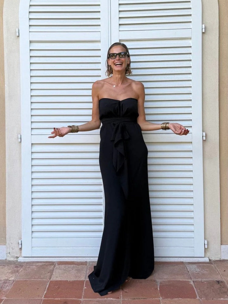 Women's asymmetric belted kaftan maxi dress — alternate angle