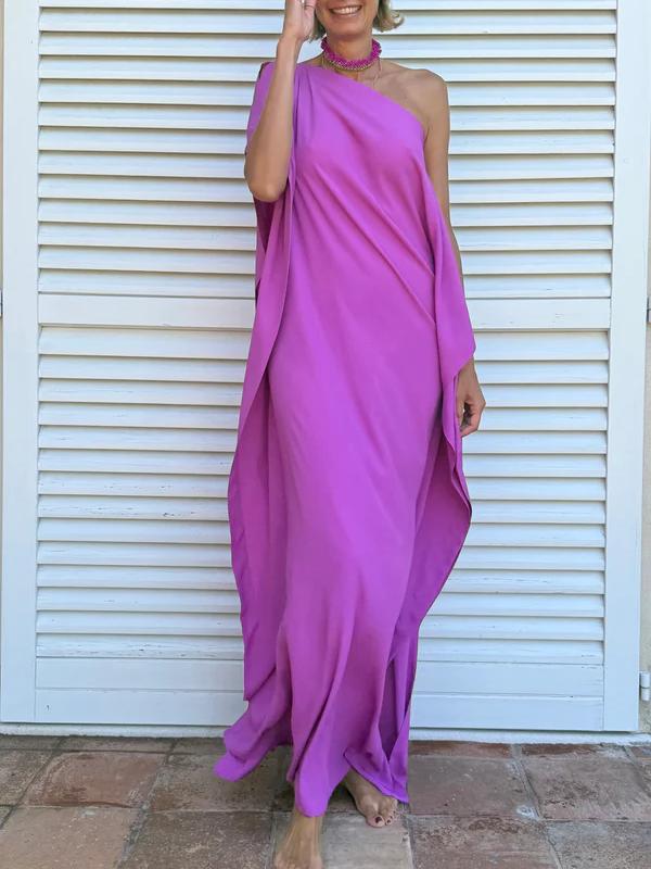 Women's asymmetric belted kaftan maxi dress