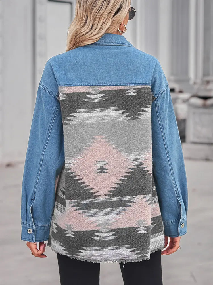 Women's Aztec Patchwork Wool Coat — alternate colourway